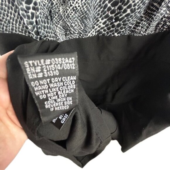 AGB Cocktail Bodycon Dress 12 Puffy Short Sleeve Sequin Snake Skin Black White - Picture 5 of 7